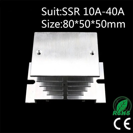 1 pcs New Aluminum Fins Single Phase Solid State Relay SSR 10A to 40A Aluminum Heat Sink Dissipation Radiator Newest Rail Mount - electrical center b2c