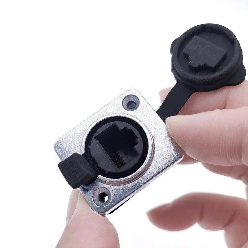 1 piece RJ45 Waterproof Network Connector with Rubber cover IP65 8p8c D type Panel Mount Socket RJ45 Ethernet Connector - electrical center b2c