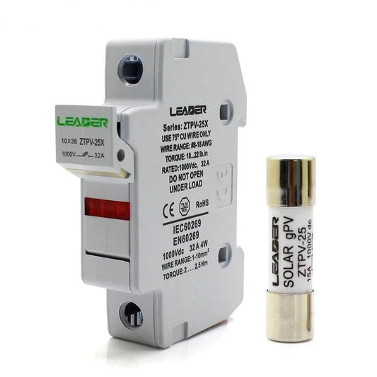 10 Sets 15A 1000V DC PV Solar Fues 10x38 GPV, with PV Fuse Holder
