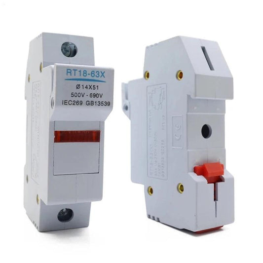 10 Sets PV Solar Fuse 500V DC 14*51Fuse, with LED Fuse Holder for Solar System Protection RT18-63X 1P
