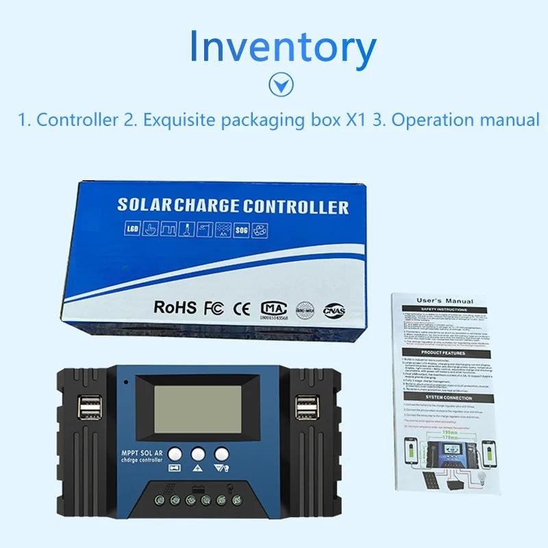 100A/60A/50A/40A/30A 12V/24V Auto Solar Charge Controller MPPT Controllers LCD Dual USB Output Solar Panel PV Regulator
