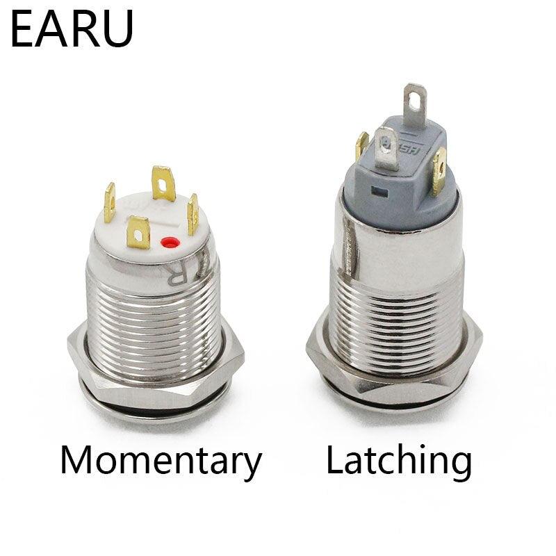 12mm Flat High Head Waterproof Metal Push Button Switch 380V.