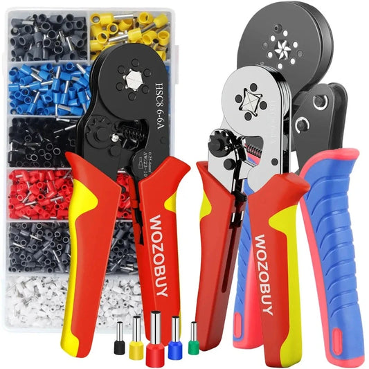 Tubular Terminal Crimper Kit 0.08-16mm² /0.25-10mm² HSC8 6-4/6-6/16-6 Electrical Crimping Pliers Clamp Sets Wire Tips Hand Tools electrical center b2c