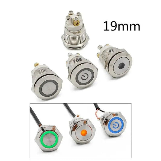 19mm 22mm Reset Metal Push Button| 4 Screw Foot For Car Power - electrical center b2c