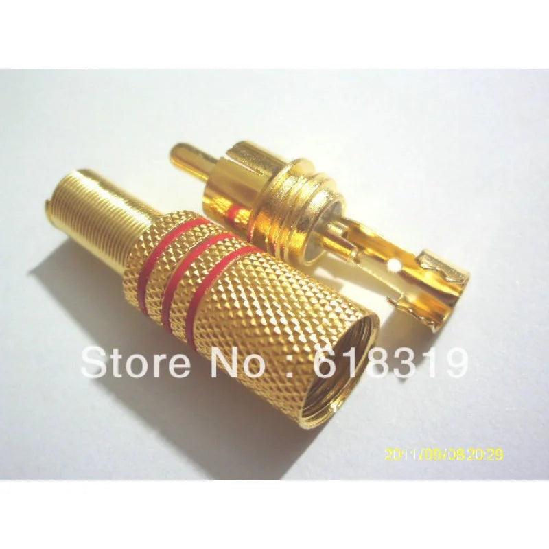 200 Pcs Gold Plated RCA Plug Audio Male Connector W Metal Spring 100pcs Black + 100pcs Red