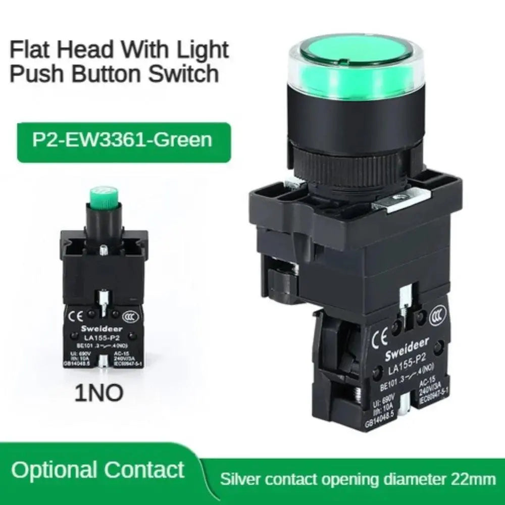 22mm Push Button Switch Momentary Reset ON OFF 12V/220V/48V/24V Black NC NO Power Button for Electrical Industrial Panelboard - electrical center b2c