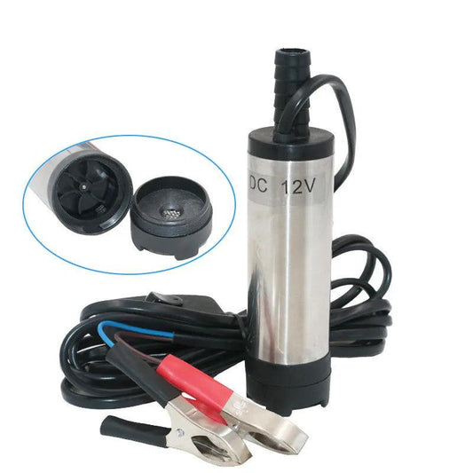 24V DC Portable Micro-pump 51mm Diameter Submersible Pump/ Diesel Pump Oil Self-priming Pump with Alligator Clip and Removable