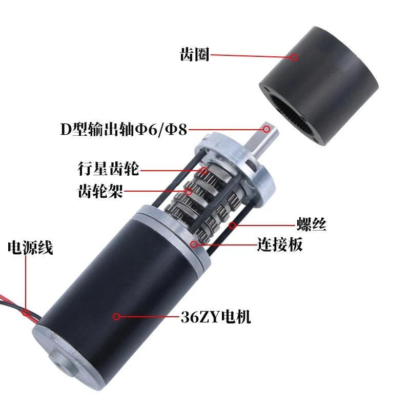 36GP-36ZY DC Motor 12V 24V Planetary Gear Motor High Torque 100KG Low Speed 11rpm-1538rpm PWM Forward Reverse Metal Electric - electrical center b2c