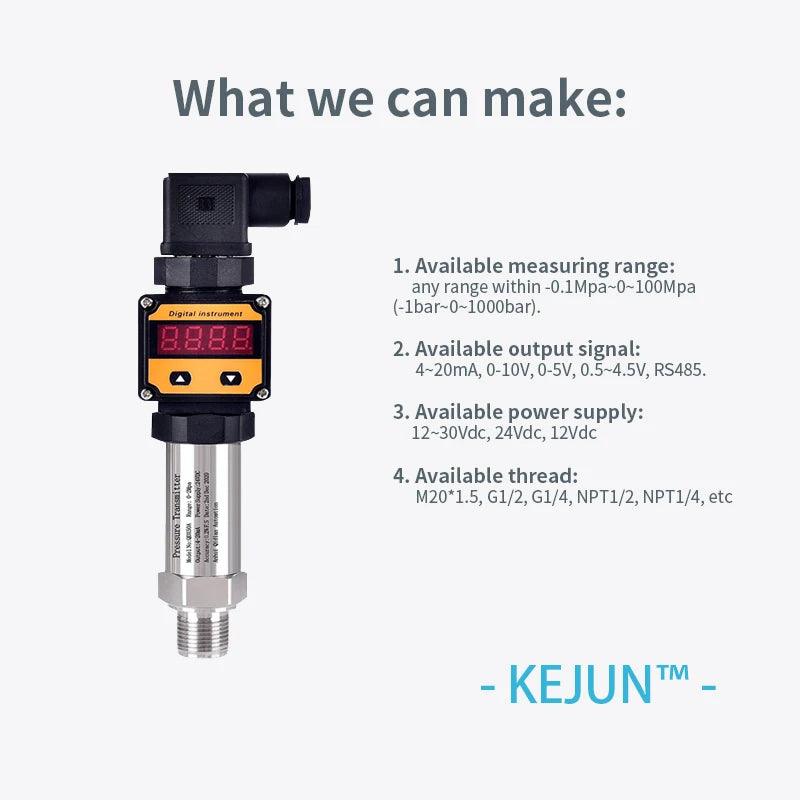 4-20mA RS485 output Pressure Transmitter 0-16Mpa 30bar LED Digital Display Fuel level Sensor Transducer