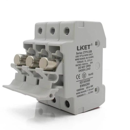 5 Set/lot 3P Parallel Fuse Holder 1000V DC Fusible 10x38 GPV, with Fuse Holder for Solar System Protection