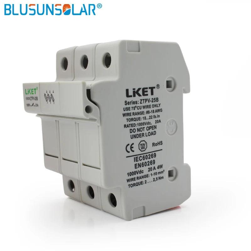 5 Set/lot 3P Parallel Fuse Holder 1000V DC Fusible 10x38 GPV, with Fuse Holder for Solar System Protection