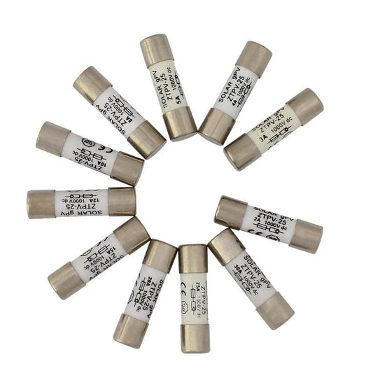 50pcs PV Solar Fuse 2A-30A 1000VDC Fusible 10x38mm PV for Solar Power System