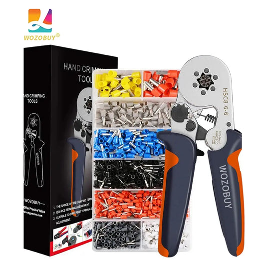 Hexagonal Ferrule Crimp Tool Wire Ferrule Crimping Tool HSC8 6-6/6-4 Self-adjustable Ratcheting Crimper for AWG23-10 0.25-6.0mm² electrical center b2c
