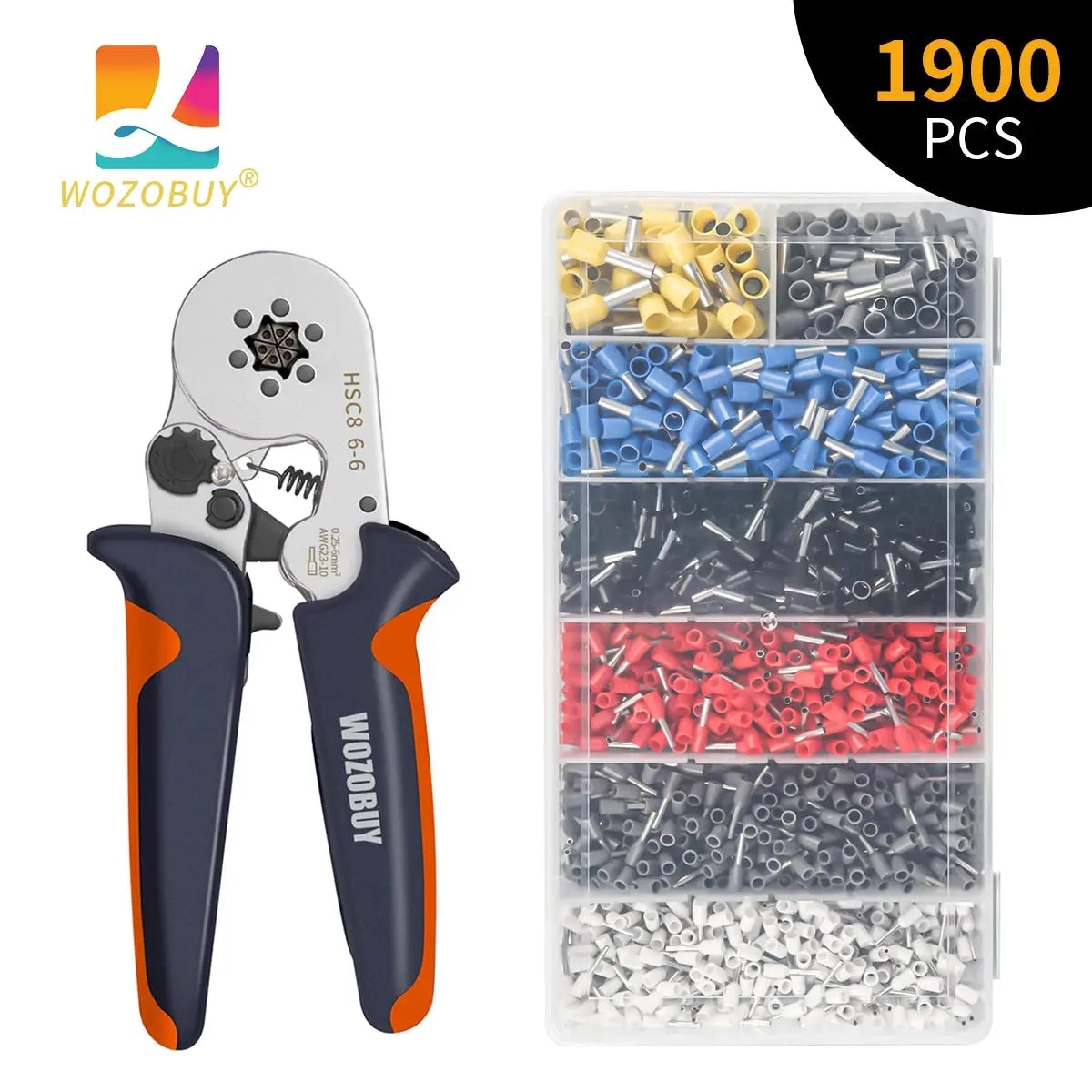 Hexagonal Ferrule Crimp Tool Wire Ferrule Crimping Tool HSC8 6-6/6-4 Self-adjustable Ratcheting Crimper for AWG23-10 0.25-6.0mm² - electrical center b2c