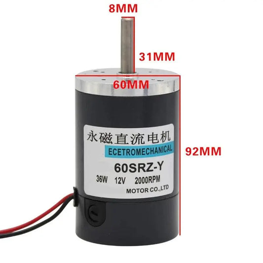 60SRZ-Y 36W Permanent Magnet DC Motor 12V 24V Adjustable Speed Motors High Speed Brushed Double Ball Bearing :Low Noise 12 Volt - electrical center b2c
