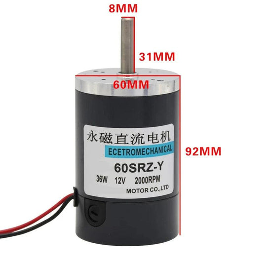 60SRZ-Y 36W Permanent Magnet DC Motor 12V 24V Adjustable Speed Motors High Speed Brushed Double Ball Bearing :Low Noise 12 Volt