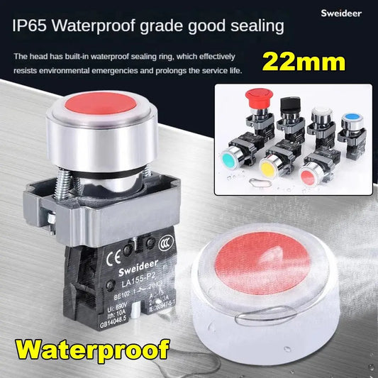 22mm Waterproof Buttons Switch START STOP BA31/BA42 2/3 Way Emergency BD21/BD33 Momentary Latching Turn on Off for Electric - electrical center b2c,waterproof start stop switch