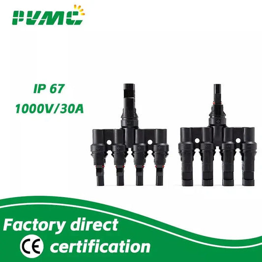1 Pair x Male Female M/FM 4 to 1 Solar Panel Connector Cable Splitter Adapter SOLAR PV 4T Branch parallel Connector - electrical center b2c