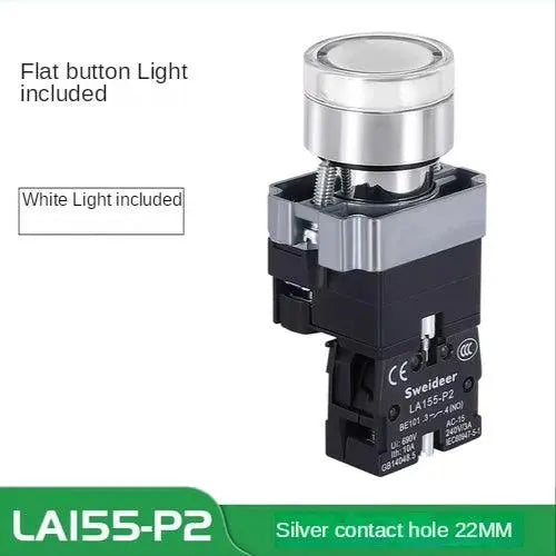 LED Light 220V Push Button Flat Self Locking Indicator Red Green Yellow Blue 12V 24V Illuminated Push Button with Lamp - electrical center b2c