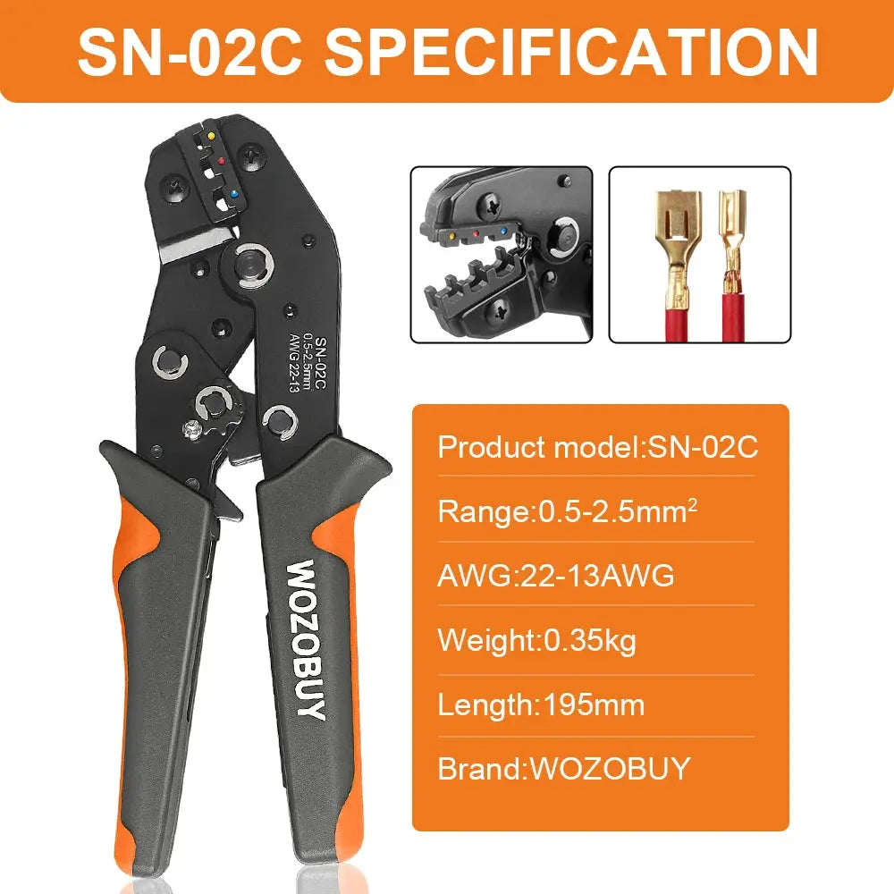 Pressed Pliers Electrician Tool Crimping Tool Electrical Terminal Clamp Electronics Pressing Connector 02C Wire stripping pliers - electrical center b2c