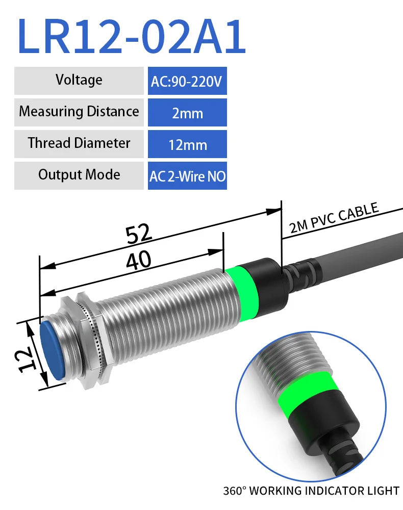 GTRIC M12 Series Metal Inductive Proximity Switch Sensor Factory Direct Industrial High Quality Flush Type DC10-30V NPN PNP