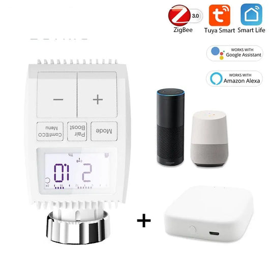 Tuya Smart ZigBee Radiator Actuator TRV Programmable Thermostatic Radiator Valve App Remote Temperature Controller Support Alexa - electrical center b2c