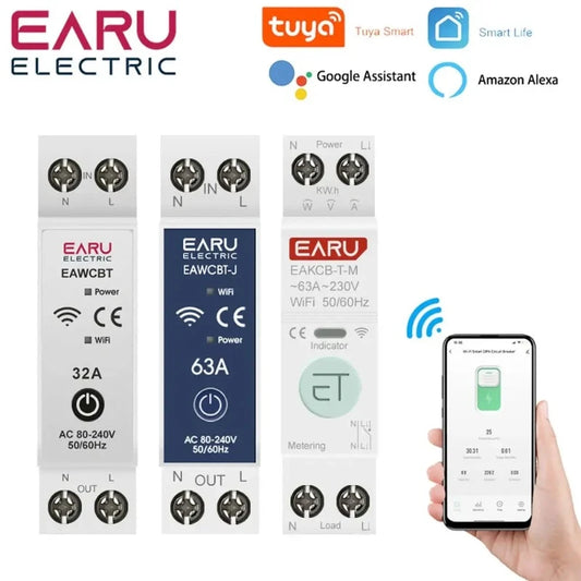 Tuya WiFi Smart Circuit Breaker MCB 1P+N 63A Timer Power Energy kWh Voltage Current Meter Protector Voice Remote Control Switch - electrical center b2c