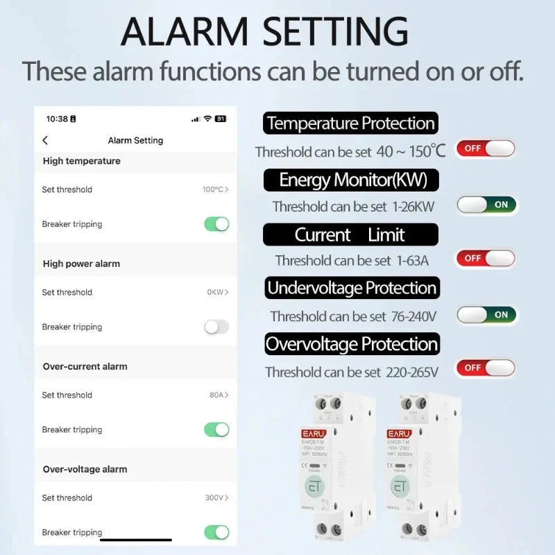 Tuya WiFi Smart Circuit Breaker MCB 1P+N 63A Timer Power Energy kWh Voltage Current Meter Protector Voice Remote Control Switch electrical center b2c