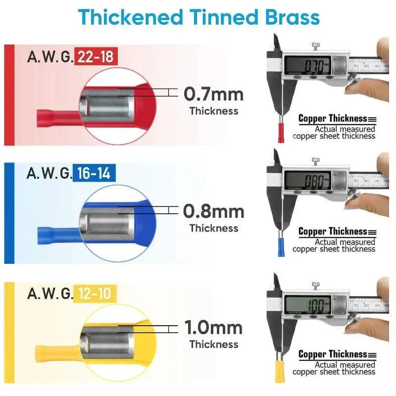 WOZOBUY Insulated Cable Connector Electrical Wire Crimp Spade Butt Ring Fork Set Ring Lugs Rolled Terminals Assorted Kit - electrical center b2c