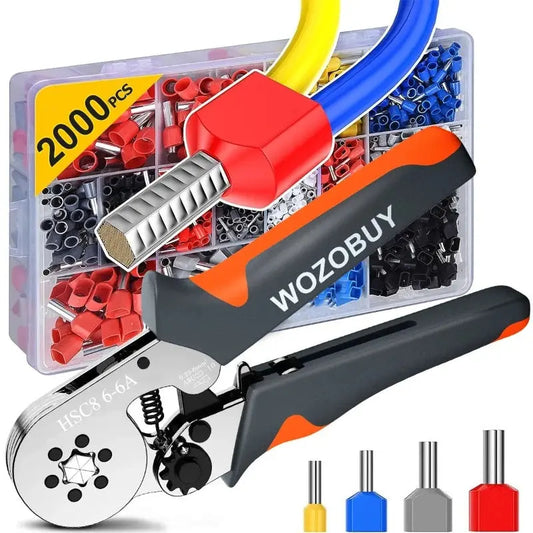 WOZOBUY Tubular Terminal Crimping Tools Mini hand Pliers HSC8 6-4 0.25-10mm² 23-7AWG 6-6 0.25-6mm² High Precision Clamp Sets - electrical center b2c
