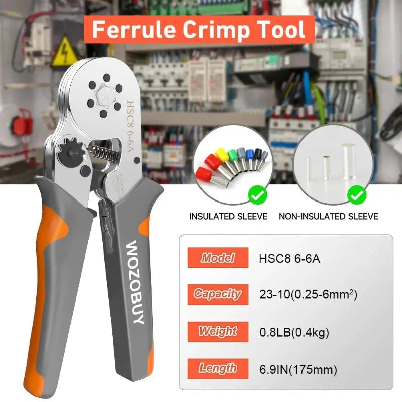 WOZOBUY Tubular Terminal Crimping Tools Mini hand Pliers HSC8 6-4 0.25-10mm² 23-7AWG 6-6 0.25-6mm² High Precision Clamp Sets - electrical center b2c