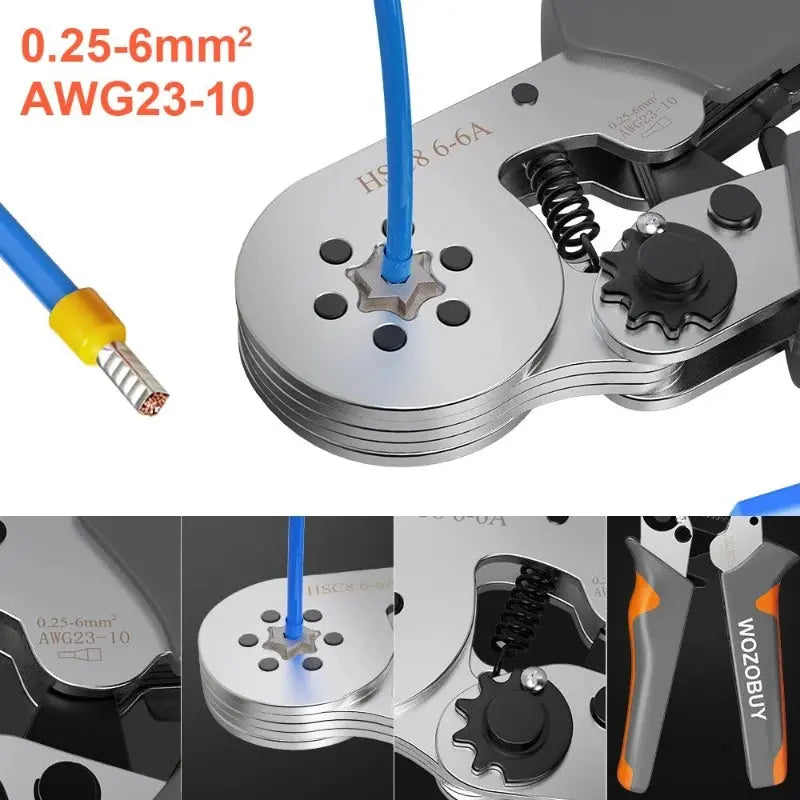 WOZOBUY Tubular Terminal Crimping Tools Mini hand Pliers HSC8 6-4 0.25-10mm² 23-7AWG 6-6 0.25-6mm² High Precision Clamp Sets - electrical center b2c