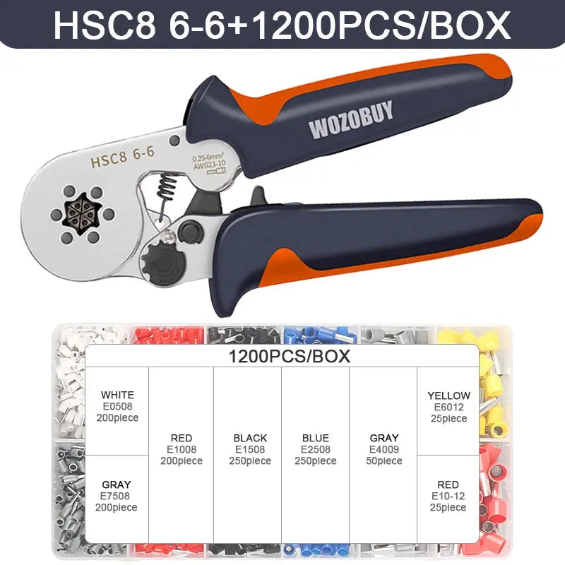 WOZOBUY Tubular Terminal Crimping Tools Mini hand Pliers HSC8 6-4 0.25-10mm² 23-7AWG 6-6 0.25-6mm² High Precision Clamp Sets - electrical center b2c