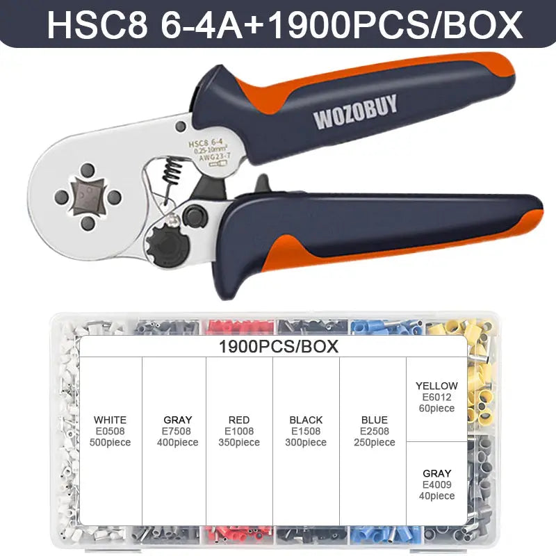 WOZOBUY Tubular Terminal Crimping Tools Mini hand Pliers HSC8 6-4 0.25-10mm² 23-7AWG 6-6 0.25-6mm² High Precision Clamp Sets - electrical center b2c