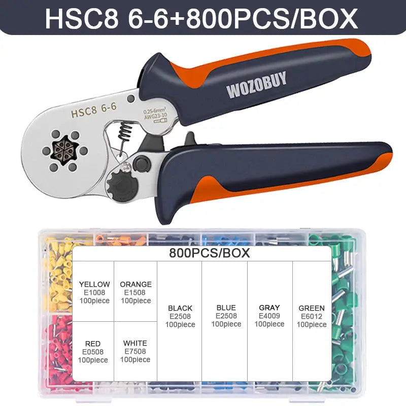 WOZOBUY Tubular Terminal Crimping Tools Mini hand Pliers HSC8 6-4 0.25-10mm² 23-7AWG 6-6 0.25-6mm² High Precision Clamp Sets - electrical center b2c