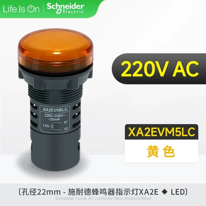 Schneider Indicator Light ,XB2EVM5LC YELLOW LED BUZZER Indicator ,AC 220V 22mm Panel Mount Light, Industrial Signal Lamp