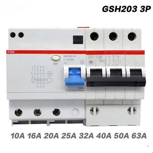 ABB Electric GSH203 3P AC-C 40A 63A 30MA Mini AIR Leakage circuit breaker protection switch Residual current operation device