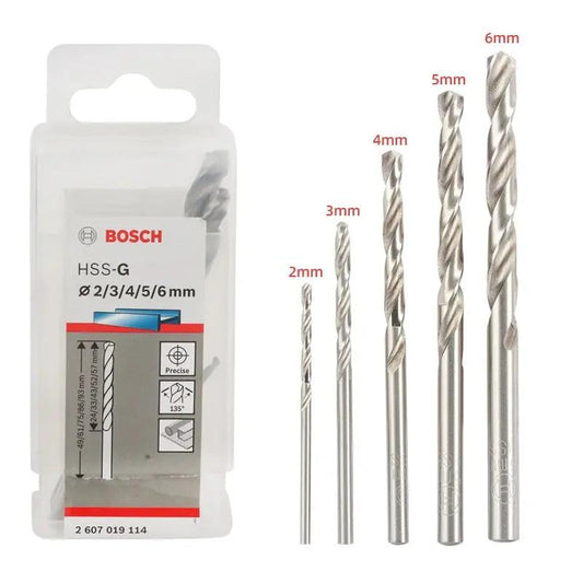 BOSCH- 5 HSS-G Twist Drill Bits Straight Twist Drill Bits| 2/3/4/5/6 mm - electrical center b2c