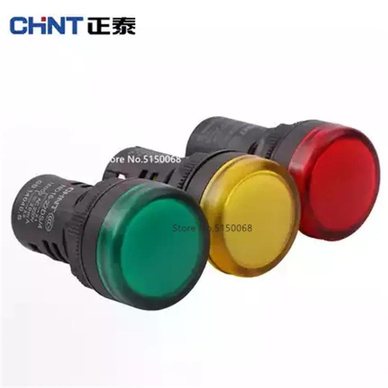 CHINT Signal Indicator ND16-22DS AC DC12V 24V 36V AC220V 380V RED GREEN YELLOW BLUE WHITE LED Signal Lamp Buzzer AD16 22MM