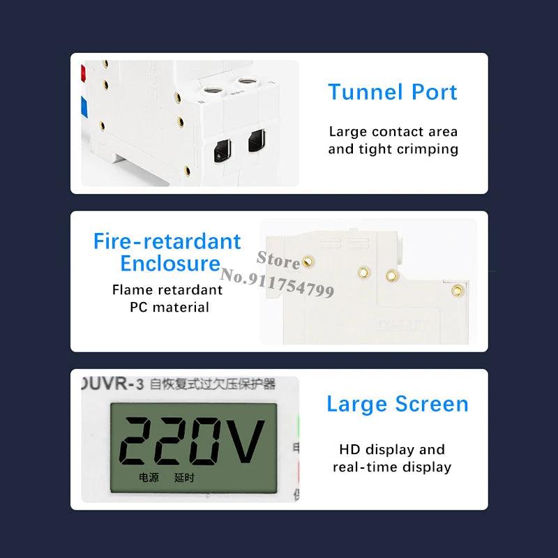 Chnt Chint OUVR-3 Digital Display Self-Reset Overvoltage Protector Circuit Breaker Protection Switch Rated Voltage AC230v