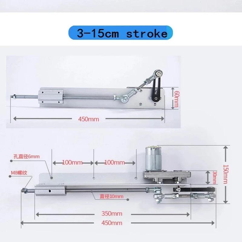 DC 12V 24V Reciprocating Cycle Linear Actuator Gear Motor With Power Adapter AC 220V PWM Speed Controller Stroke 2-8CM 3-15CM