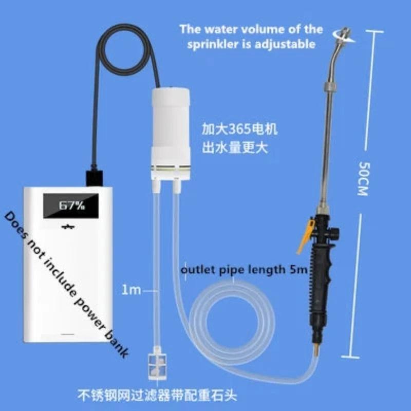 DC 5V Electric Water Pump USB Charging Treasure Watering Can Spray Gun Portable Multi-functional Household Water Pomp Adjust