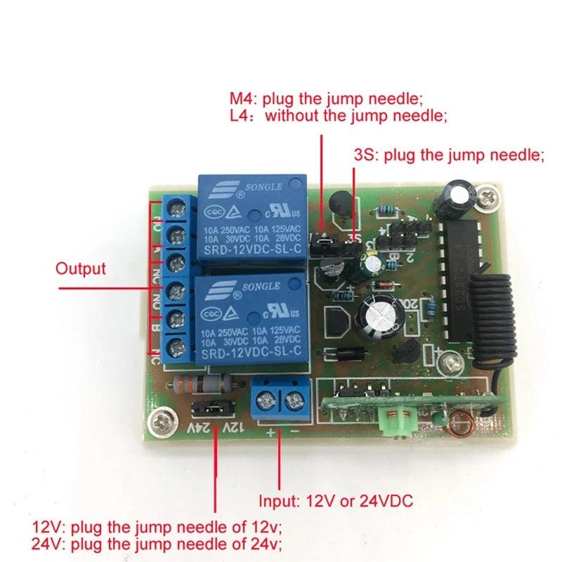 DC Wireless Remote Controller 12V 24V 10A 60W Control Switch Motor Reversed Pause Start Electric Doors Windows Linear Actuator,dc motor controller 12v