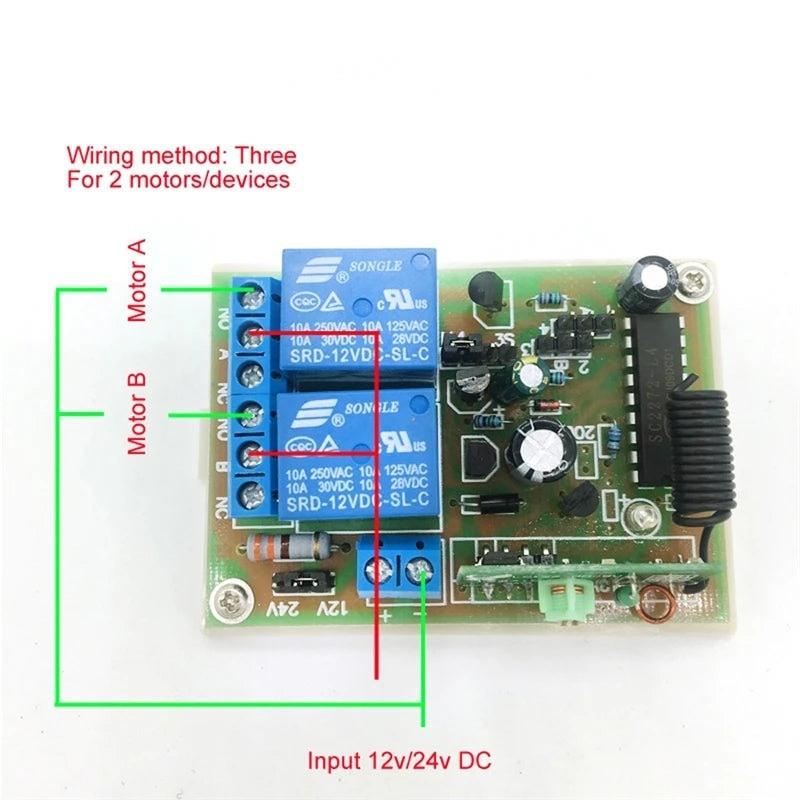 DC Wireless Remote Controller 12V 24V 10A 60W Control Switch Motor Reversed Pause Start Electric Doors Windows Linear Actuator