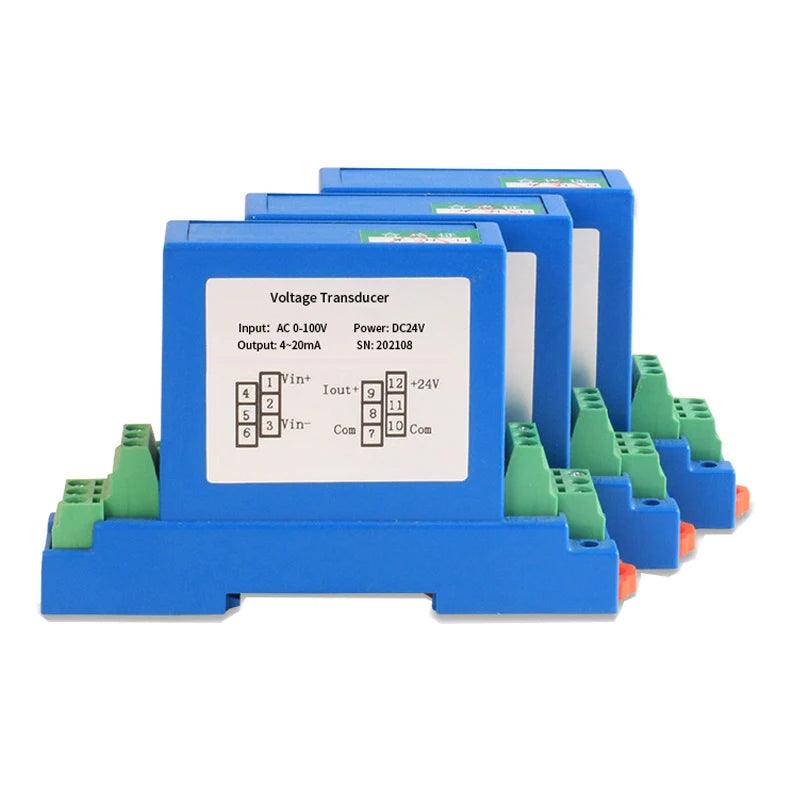 Single Phase AC Voltage Transmitter 0-1500V Voltage Transducer Analog Output 0-5V 4-20mA AC High Voltage Sensor Transducer