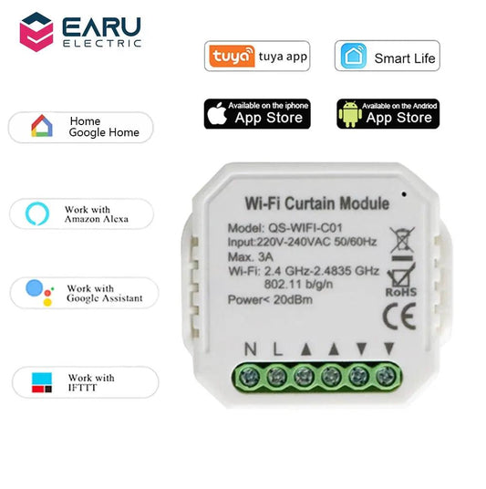 EARU- WiFi Smart Curtain Switch| Module Roller Blinds Shutter - electrical center b2c