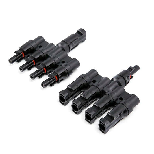 Free shipping 1 Pair x Male Female M/FM 4 to 1 Solar Panel Connector Cable Splitter Adapter PV 4T Branch parallel Connector