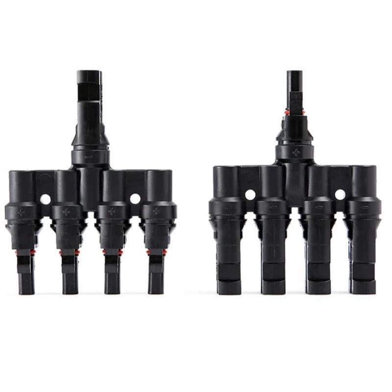 Free shipping 1 Pair x Male Female M/FM 4 to 1 Solar Panel Connector Cable Splitter Adapter PV 4T Branch parallel Connector