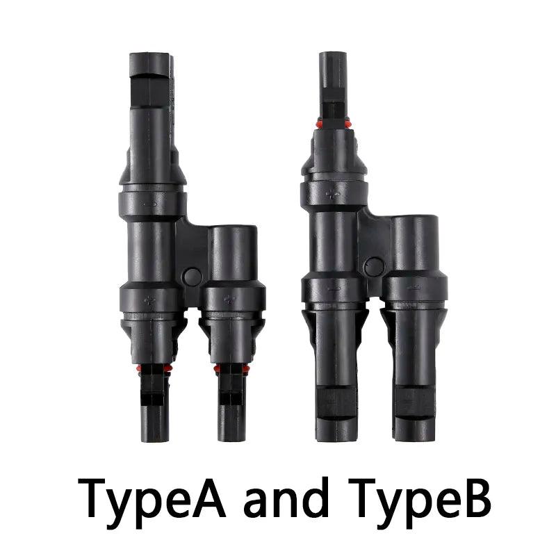 Free Shipping IP67 2 to 1 T Branch PV Connector Solar Stecker MMF+FFM Solar Panel Connectors PV combiner box 2 in 1 out