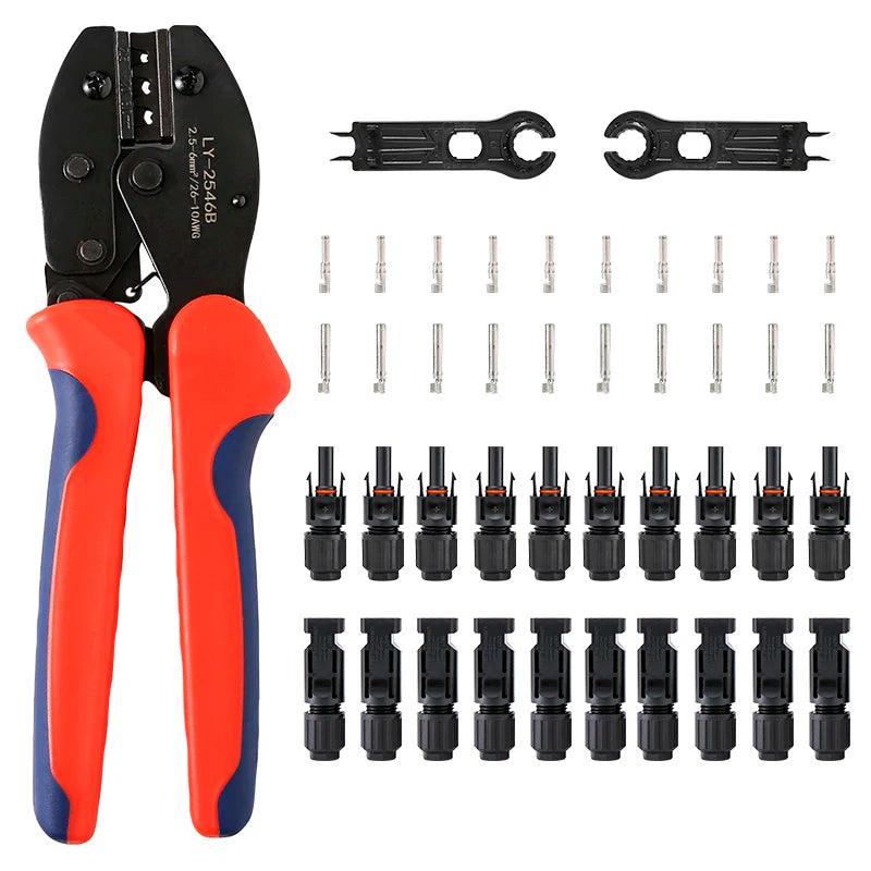 Free shipping PV Solar Connector Stecker Kit For 1500V30A Solar Panel Cable Branch DC Connectors Connect Tool Crimping pliers
